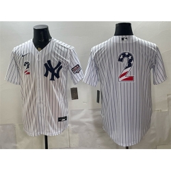 Men New York Yankees  2 Derek Jeter White 2026 USA 250 Fourth of July Home Stadium Stitched Baseball Jersey