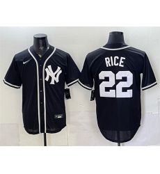 Men New York Yankees  22 Ben Rice 2026 Fashion Replica Black Out Stitched Baseball Jersey