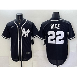 Men New York Yankees  22 Ben Rice 2026 Fashion Replica Black Out Stitched Baseball Jersey