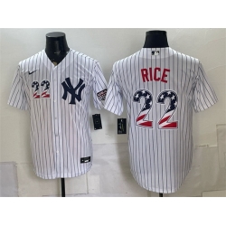 Men New York Yankees  22 Ben Rice White USA 250 Fourth of July Home Stadium Stitched Baseball Jersey