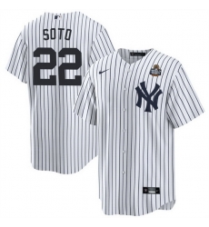 Men New York Yankees 22 Juan Soto White 2024 World Series With Name Cool Base Stitched Baseball Jersey