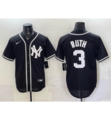 Men New York Yankees 3 Babe Ruth 2026 Fashion Replica Black Out Stitched Baseball Jersey Men New York Yankees 3 Babe Ruth 2026 Fashion Replica Black Out Stitched Baseball Jersey