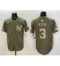 Men New York Yankees  3 Babe Ruth Olive 2026 Armed Forces Day Stitched Baseball Jersey