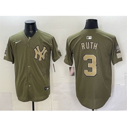 Men New York Yankees  3 Babe Ruth Olive 2026 Armed Forces Day Stitched Baseball Jersey