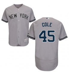 Men New York Yankees 45 Gerrit Cole Home Grey Cool Base Jersey