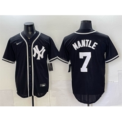 Men New York Yankees  7 Mickey Mantle 2026 Fashion Replica Black Out Stitched Baseball Jersey