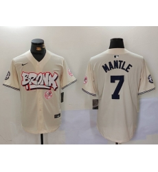 Men New York Yankees 7 Mickey Mantle The Bronx Graffiti V2 Vapor Limited Stitched Baseball Jersey