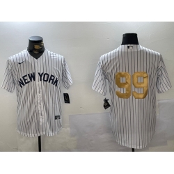 Men New York Yankees 99 Aaron Judge White Pinstripe Without Name Fashion Cool Base Jersey