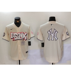 Men New York Yankees Blank Cream The Bronx Graffiti V2 Vapor Limited Stitched Baseball Jersey 2