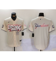 Men New York Yankees Blank Cream The Bronx Graffiti V2 Vapor Limited Stitched Baseball Jersey 9