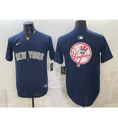 Men New York Yankees Team Big Logo Navy Limited Stitched Baseball Jersey 003