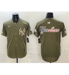 Men New York Yankees Team Big Logo Olive 2026 Armed Forces Day Stitched Baseball Jersey