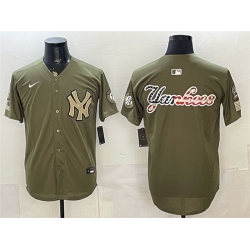 Men New York Yankees Team Big Logo Olive 2026 Armed Forces Day Stitched Baseball Jersey