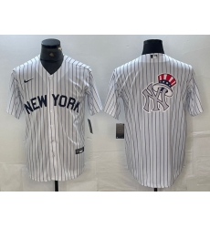 Men New York Yankees Team Big Logo White Cool Base Stitched Baseball Jersey