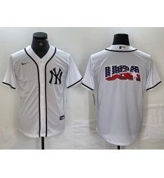 Men New York Yankees White Team Big Logo Cool Base Stitched Baseball Jersey 11