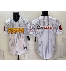Men New York Yankees X Spider Man Team Big Logo White Limited Stitched Baseball Jersey 001