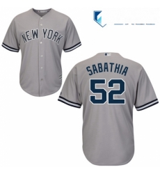 Mens Majestic New York Yankees 52 CC Sabathia Replica Grey Road MLB Jersey