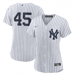 Women New York Yankees 45 Gerrit Cole White Cool Base Stitched Jersey