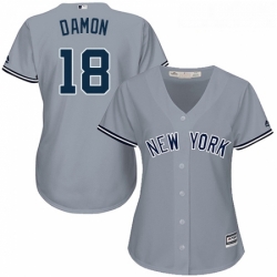 Womens Majestic New York Yankees 18 Johnny Damon Authentic Grey Road MLB Jersey Womens Majestic New York Yankees 18 Johnny Damon Authentic Grey Road MLB Jersey