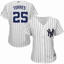 Womens Majestic New York Yankees 25 Gleyber Torres Authentic White Home MLB Jersey  Womens Majestic New York Yankees 25 Gleyber Torres Authentic White Home MLB Jersey