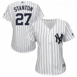 Womens Majestic New York Yankees 27 Giancarlo Stanton Authentic White Home MLB Jersey  Womens Majestic New York Yankees 27 Giancarlo Stanton Authentic White Home MLB Jersey
