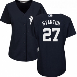 Womens Majestic New York Yankees 27 Giancarlo Stanton Replica Navy Blue Alternate MLB Jersey  Womens Majestic New York Yankees 27 Giancarlo Stanton Replica Navy Blue Alternate MLB Jersey
