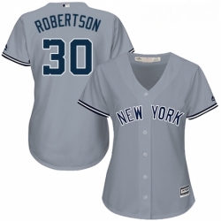 Womens Majestic New York Yankees 30 David Robertson Replica Grey Road MLB Jersey  Womens Majestic New York Yankees 30 David Robertson Replica Grey Road MLB Jersey