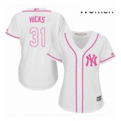 Womens Majestic New York Yankees 31 Aaron Hicks Authentic White Fashion Cool Base MLB Jersey Womens Majestic New York Yankees 31 Aaron Hicks Authentic White Fashion Cool Base MLB Jersey