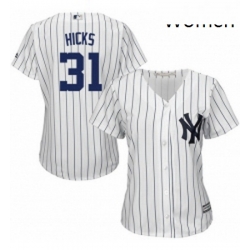 Womens Majestic New York Yankees 31 Aaron Hicks Authentic White Home MLB Jersey Womens Majestic New York Yankees 31 Aaron Hicks Authentic White Home MLB Jersey