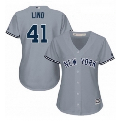 Womens Majestic New York Yankees 41 Adam Lind Authentic Grey Road MLB Jersey  Womens Majestic New York Yankees 41 Adam Lind Authentic Grey Road MLB Jersey