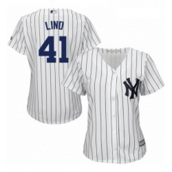 Womens Majestic New York Yankees 41 Adam Lind Authentic White Home MLB Jersey  Womens Majestic New York Yankees 41 Adam Lind Authentic White Home MLB Jersey