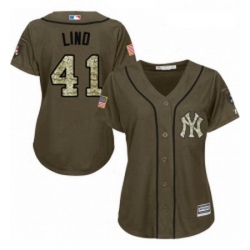 Womens Majestic New York Yankees 41 Adam Lind Replica Green Salute to Service MLB Jersey  Womens Majestic New York Yankees 41 Adam Lind Replica Green Salute to Service MLB Jersey