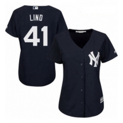 Womens Majestic New York Yankees 41 Adam Lind Replica Navy Blue Alternate MLB Jersey  Womens Majestic New York Yankees 41 Adam Lind Replica Navy Blue Alternate MLB Jersey