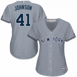 Womens Majestic New York Yankees 41 Randy Johnson Authentic Grey Road MLB Jersey Womens Majestic New York Yankees 41 Randy Johnson Authentic Grey Road MLB Jersey