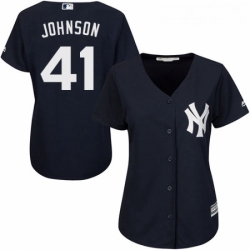 Womens Majestic New York Yankees 41 Randy Johnson Replica Navy Blue Alternate MLB Jersey Womens Majestic New York Yankees 41 Randy Johnson Replica Navy Blue Alternate MLB Jersey