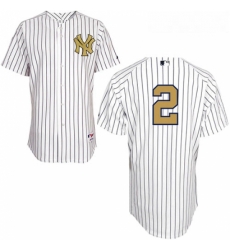 Youth Majestic New York Yankees 2 Derek Jeter Authentic White Fashion Gold MLB Jersey