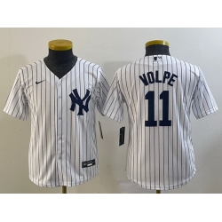 Youth New York Yankees 11 Anthony Volpe White Cool Base Stitched Baseball Jersey