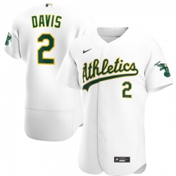 Men Oakland Athletics 2 Khris Davis Men Nike White Home 2020 Flex Base Player MLB Jersey