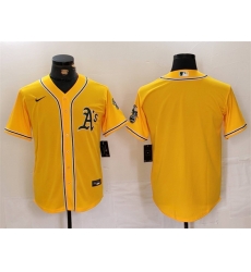 Men Oakland Athletics Blank Yellow Cool Base Stitched Baseball Jersey