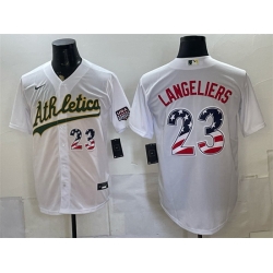 Men Oakland Athletics  Shea Langeliers White 250 Fourth of July Home Stadium Stitched Baseball Jersey