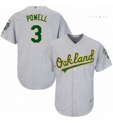 Mens Majestic Oakland Athletics 3 Boog Powell Replica Grey Road Cool Base MLB Jersey 