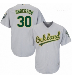 Mens Majestic Oakland Athletics 30 Brett Anderson Replica Grey Road Cool Base MLB Jersey 