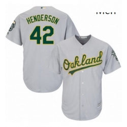 Mens Majestic Oakland Athletics 42 Dave Henderson Replica Grey Road Cool Base MLB Jersey