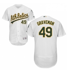 Mens Majestic Oakland Athletics 49 Kendall Graveman White Flexbase Authentic Collection MLB Jersey