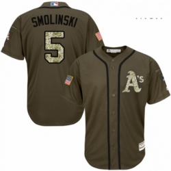Mens Majestic Oakland Athletics 5 Jake Smolinski Authentic Green Salute to Service MLB Jersey  Mens Majestic Oakland Athletics 5 Jake Smolinski Authentic Green Salute to Service MLB Jersey