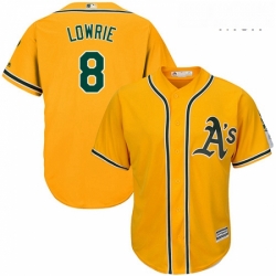 Mens Majestic Oakland Athletics 8 Jed Lowrie Replica Gold Alternate 2 Cool Base MLB Jersey Mens Majestic Oakland Athletics 8 Jed Lowrie Replica Gold Alternate 2 Cool Base MLB Jersey