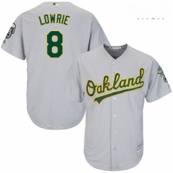 Mens Majestic Oakland Athletics 8 Jed Lowrie Replica Grey Road Cool Base MLB Jersey Mens Majestic Oakland Athletics 8 Jed Lowrie Replica Grey Road Cool Base MLB Jersey