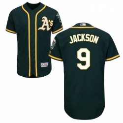 Mens Majestic Oakland Athletics 9 Reggie Jackson Green Alternate Flex Base Authentic Collection MLB Jersey  Mens Majestic Oakland Athletics 9 Reggie Jackson Green Alternate Flex Base Authentic Collection MLB Jersey