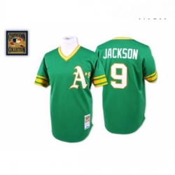 Mens Mitchell and Ness Oakland Athletics 9 Reggie Jackson Authentic Green Throwback MLB Jersey Mens Mitchell and Ness Oakland Athletics 9 Reggie Jackson Authentic Green Throwback MLB Jersey