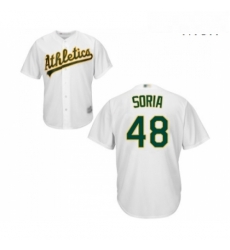 Mens Oakland Athletics 48 Joakim Soria Replica White Home Cool Base Baseball Jersey 